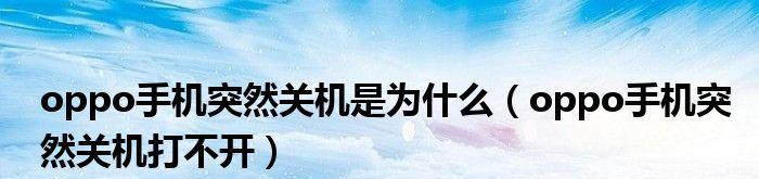 如何解决OPPO手机强制关机无法开机的问题（应对OPPO手机无法开机的情况，轻松解决困扰）  第3张